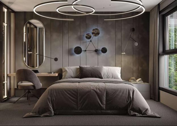 Мягкие стеновые панели в спальню Art Design, серые (арт. 069)