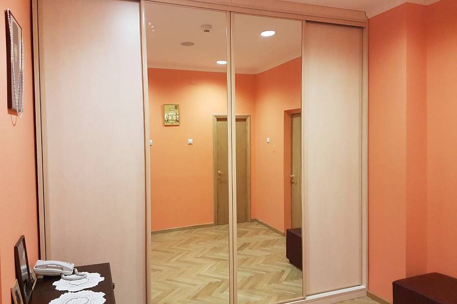 Встроенный шкаф купе в декоре BI «Береза»